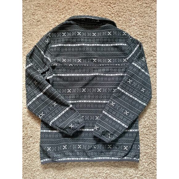Jachs Cabin Patterned Quarter Button Pullover Black and White Medium - Picture 5 of 7